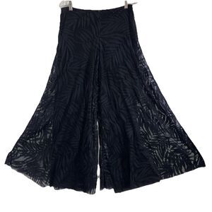 DANCE AMERICA L Wide Leg Black Lace Shimmery Dress Evening Pants Stretch Lined